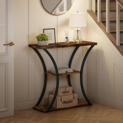 میز کنسول فلزی و چوبی کمانی / میز پشت مبل