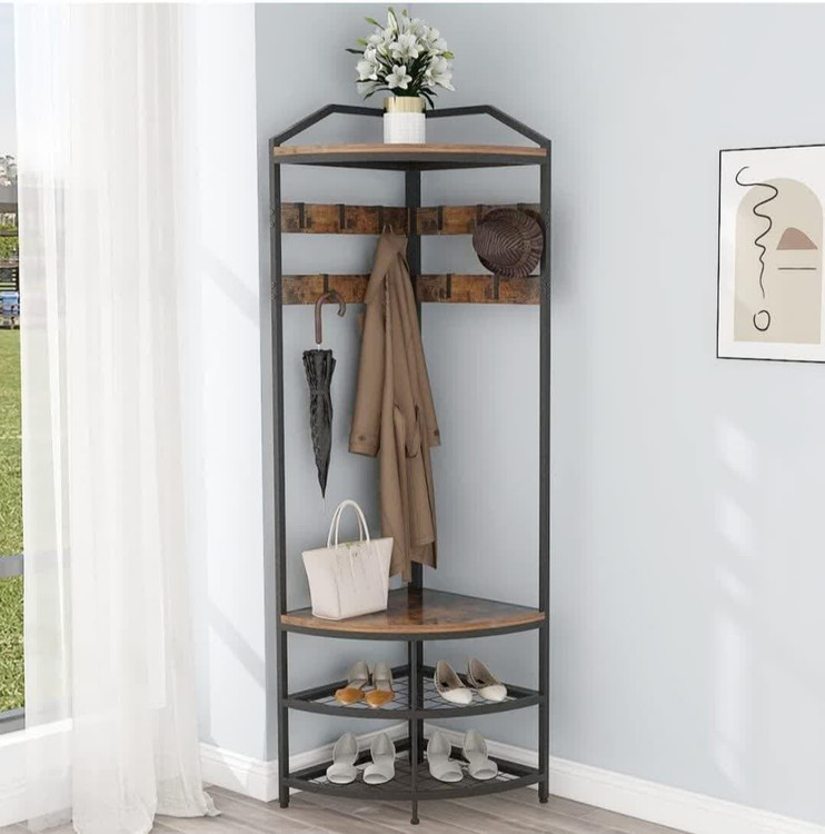 رگال لباس و جا کفشی گوشهای فلزی چوبی