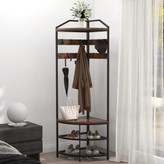 رگال لباس و جا کفشی گوشهای فلزی چوبی