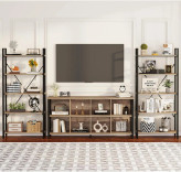 شلف چوبی و فلزی مدرن دو طبقه با 8 باکس – قفسه کتاب افقی