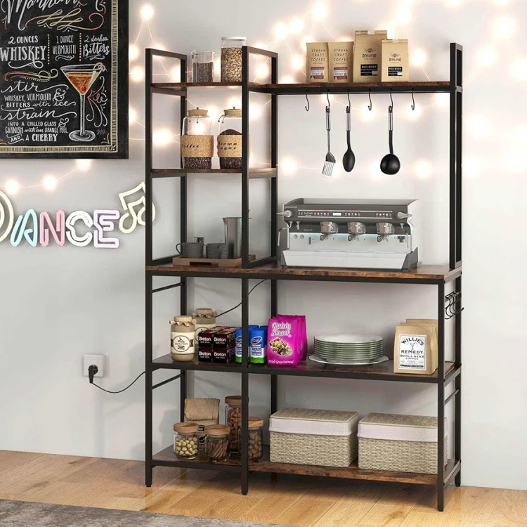 شلف ایستاده آشپزخانه | استند نظمدهنده وسایل آشپزخانه و قهوه بار | شلف چوبی و فلزی آشپزخانه/5 طبقه