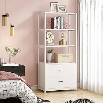 کتابخانه و قفسه کتاب کشو دار | 3 طبقه همراه 2 کشو ریلی