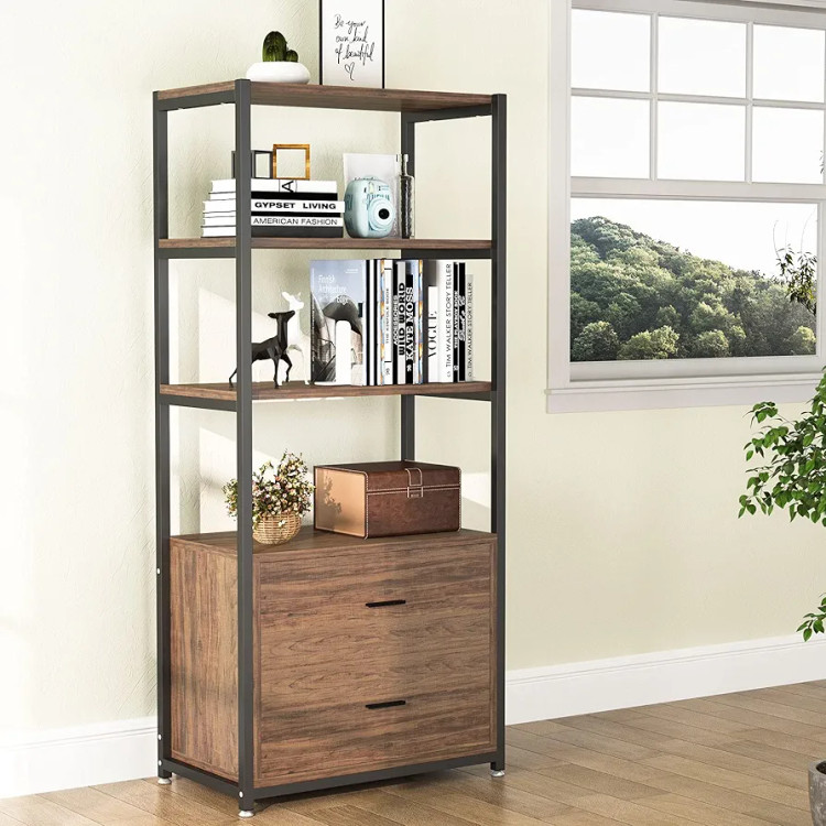 کتابخانه و قفسه کتاب کشو دار | 3 طبقه همراه 2 کشو ریلی